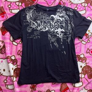 ROMWE Black Tee with White Graphic